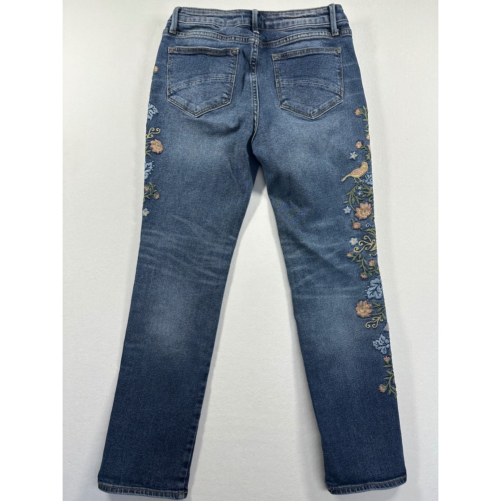 Driftwood Audrey Embroidered Bird Vale Straight Jeans Sz 28 Blue Denim Sundance - Picture 7 of 14